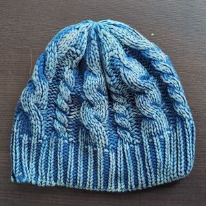Urban Outfitters blue dyed cable knit beanie hat
